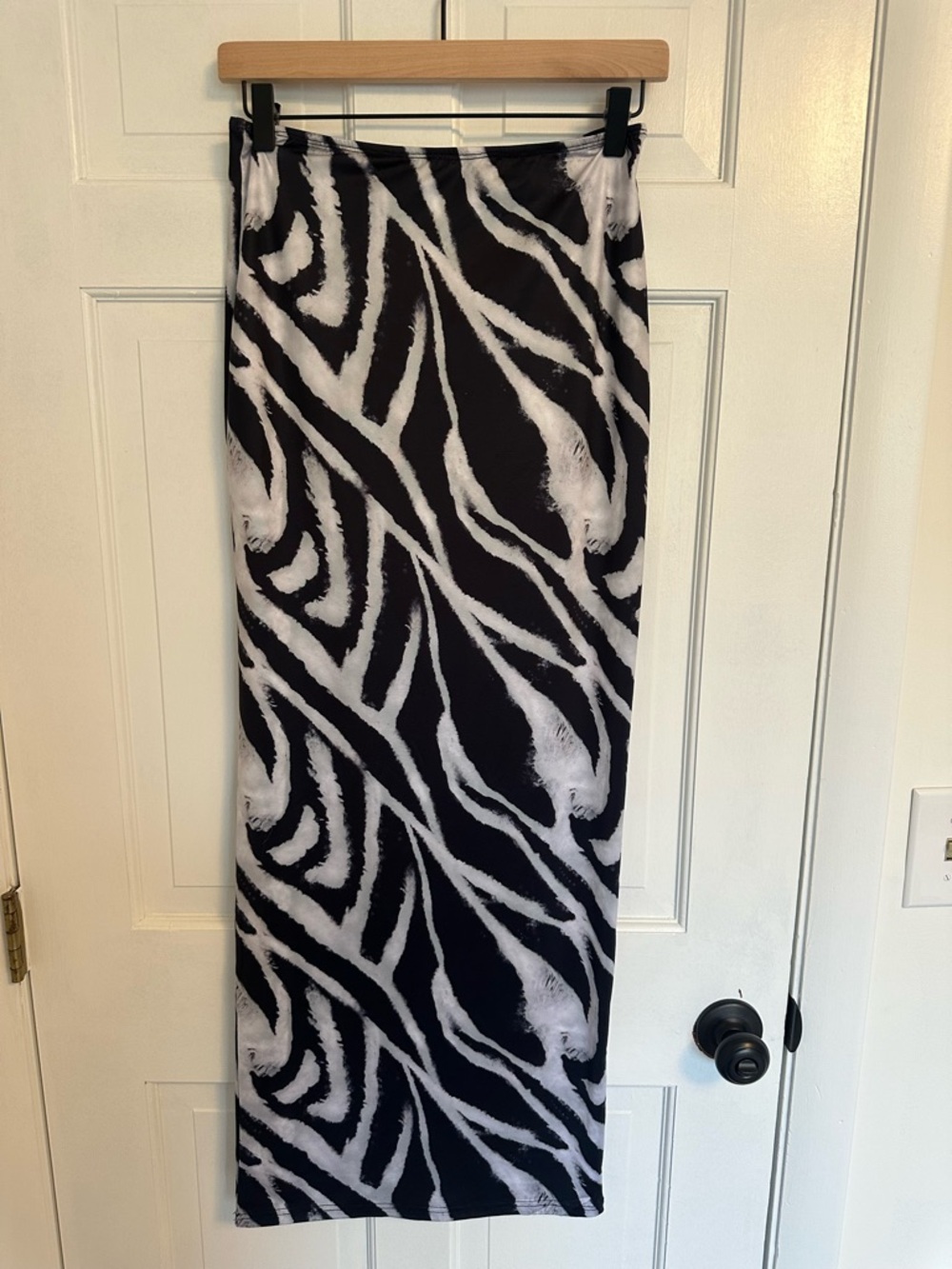Black and White Zebra Print Maxi Skirt